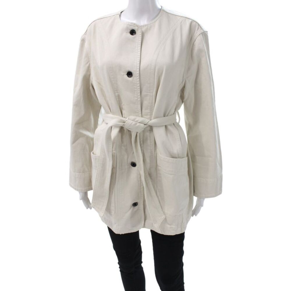 Everlane Womens Anorak Jacket Beige Organic Cotton Button Size M